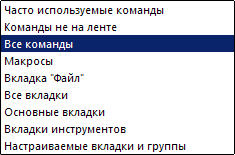 Выбираем строчку Все команды