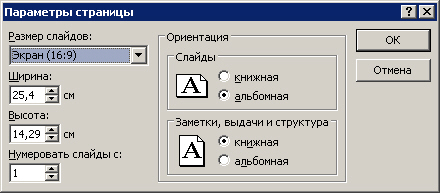 Настройка широкоэкранной презентации